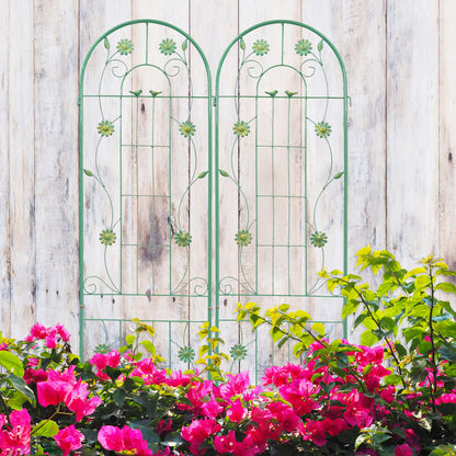 2 Pack Metal Garden Trellis Rustproof Trellis For Climbing Plant Outdoor Flower Support - Green
