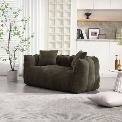Soft Beanbag Chair With High Resilience Foam Core For Two People - Olive Green