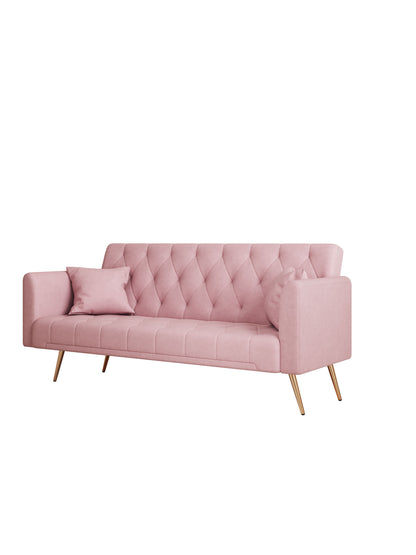 Convertible Double Folding Living Room Sofa Bed - Pink