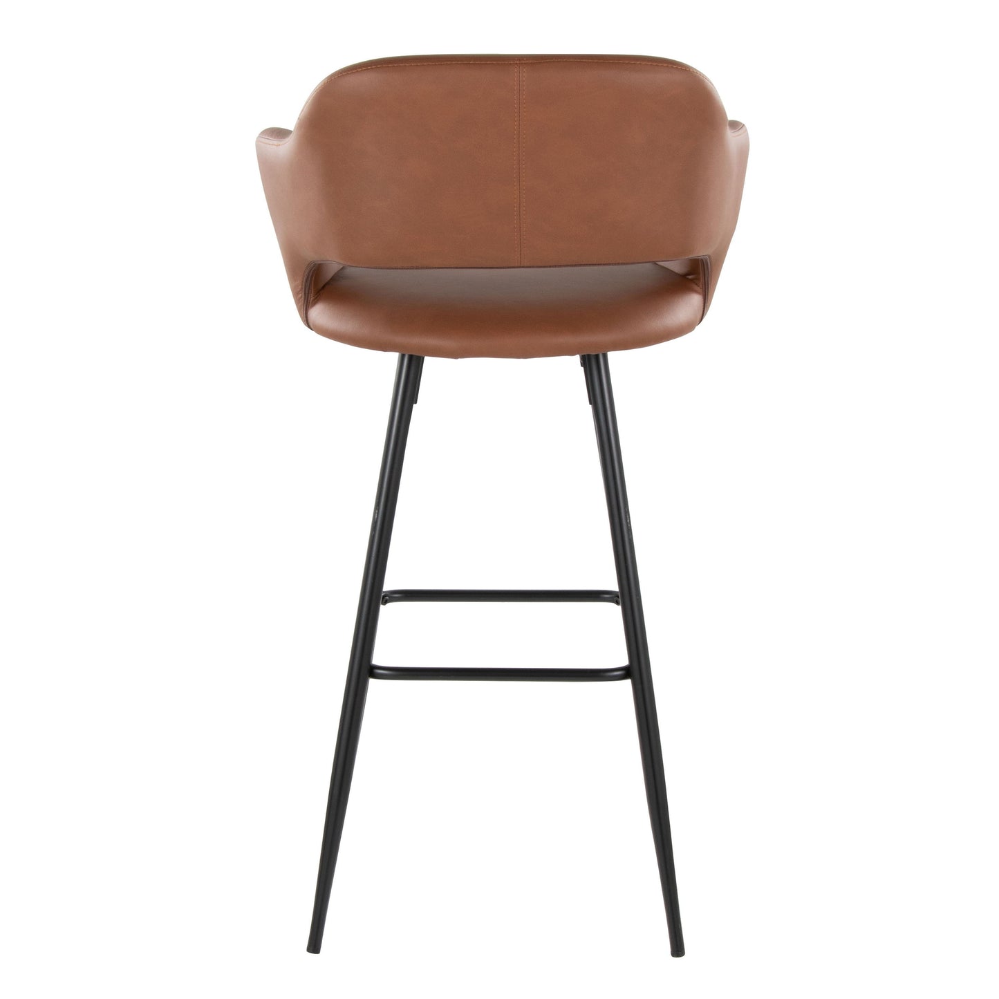 Margarite - Contemporary Fixed Height BarStool With Square Footrest (Set of 2) - Black / Brown