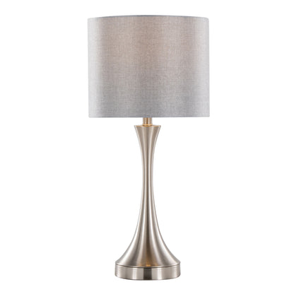 Lenuxe - Contemporary Table Lamp Built In USB Port (Set of 2) - Nickel / Gray