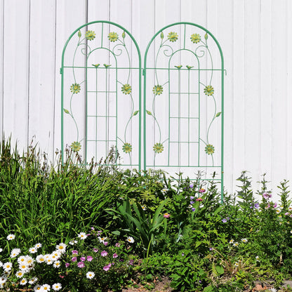 2 Pack Metal Garden Trellis Rustproof Trellis For Climbing Plants Outdoor Flower Support - Green