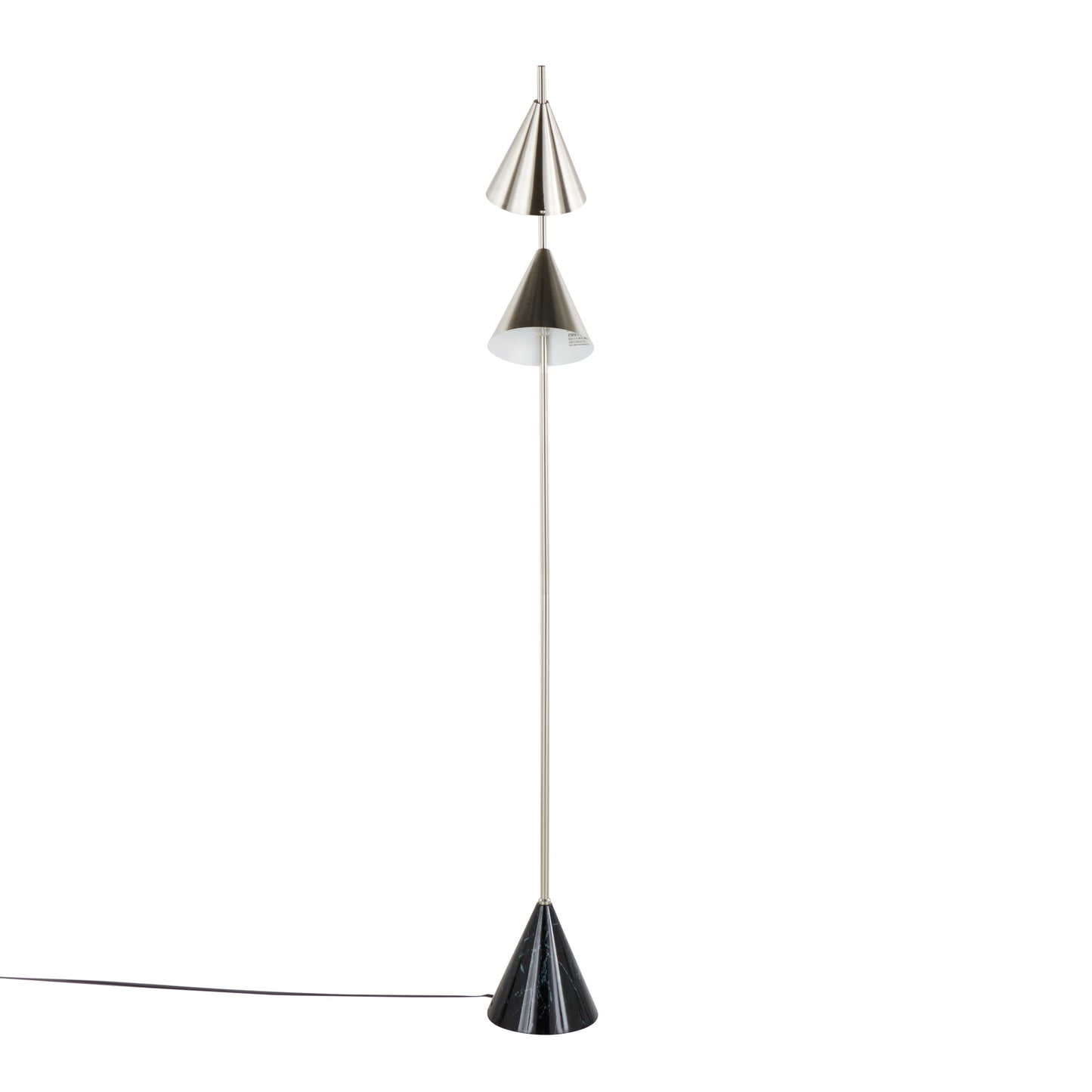Cone - Contemporary Floor Lamp - Plated Nickel / Black