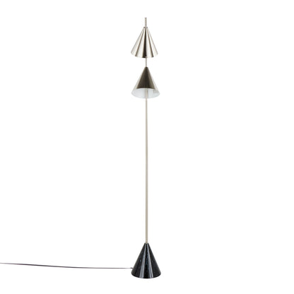 Cone - Contemporary Floor Lamp - Plated Nickel / Black