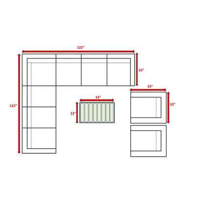 Modern 8 Person Outdoor Seating Group With Cushions - Gray Mix