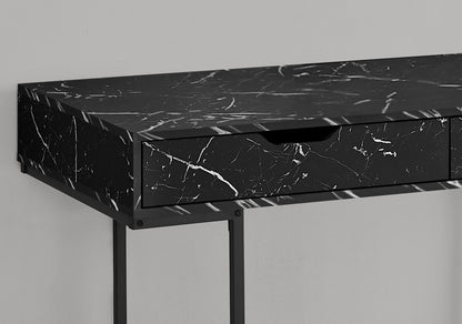 Computer Desk For Home Office, Laptop, Storage Drawers, Marble Look Contemporary & Modern - Black