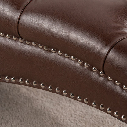 Tufted Armless Chaise Lounge - Dark Brown