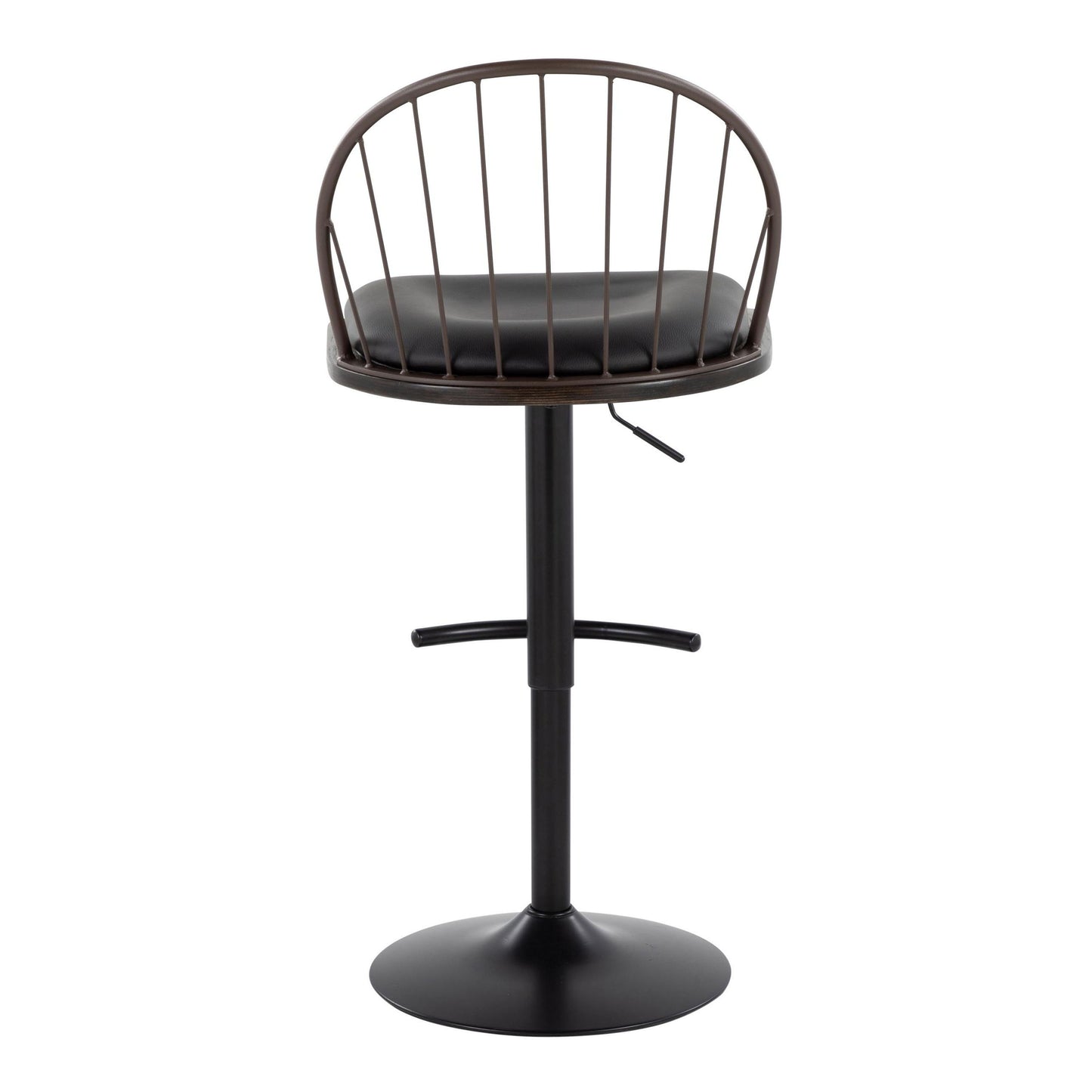 Riley - Farmhouse Adjustable Height Barstool With Swivel With Rounded T Footrest (Set of 2) - Black / Bronze / Dark Walnut / Brown