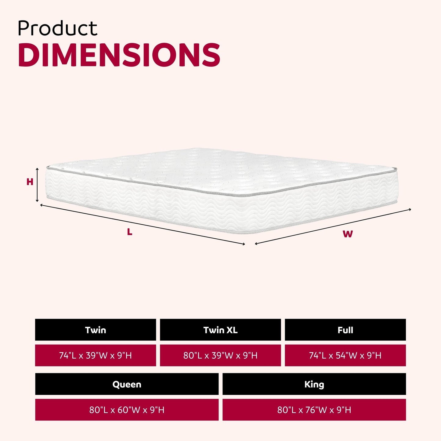 Premium 9" Medium Pocket Spring Mattress Full Size - White