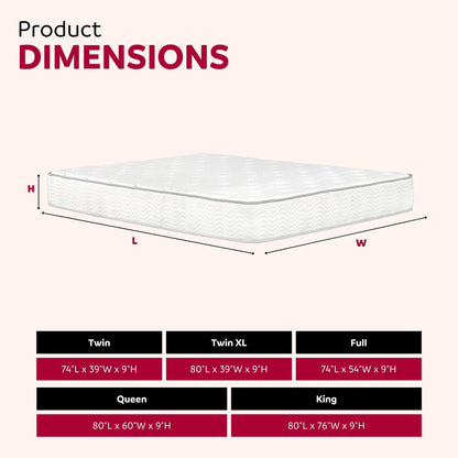 Premium 9" Medium Pocket Spring Mattress Full Size - White