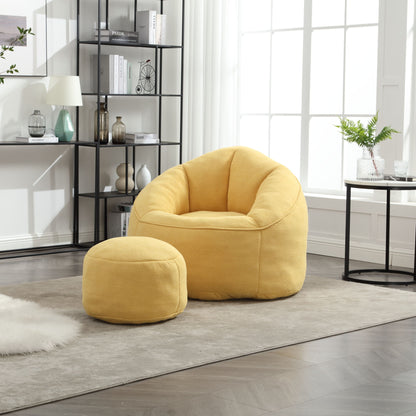 Bedding Bean Bag Sofa Chair High Pressure Foam Bean Bag Chair Adult Material With Padded Foam Padding Compressed Bean Bag With Footrest - Yellow