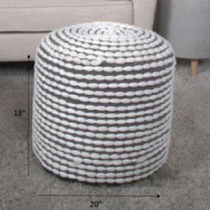 River - Handcrafted Water Resistant Cylindrical Pouf - White