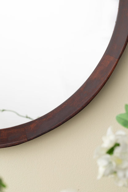 Transitional Decor Style Mango Wood Wall Mirror Wall Decor With Frame Of Solid Mango Wood For Bathroom, Entryway Console Lean Against Wall - Dark Brown