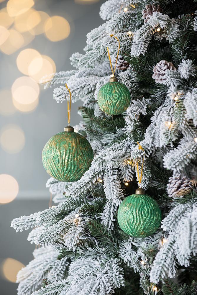 Christmas Ball Ornaments, Decorative Hanging Ball Christmas Tree Ornaments, For Holiday Party Decorations (Set of 12) - Green