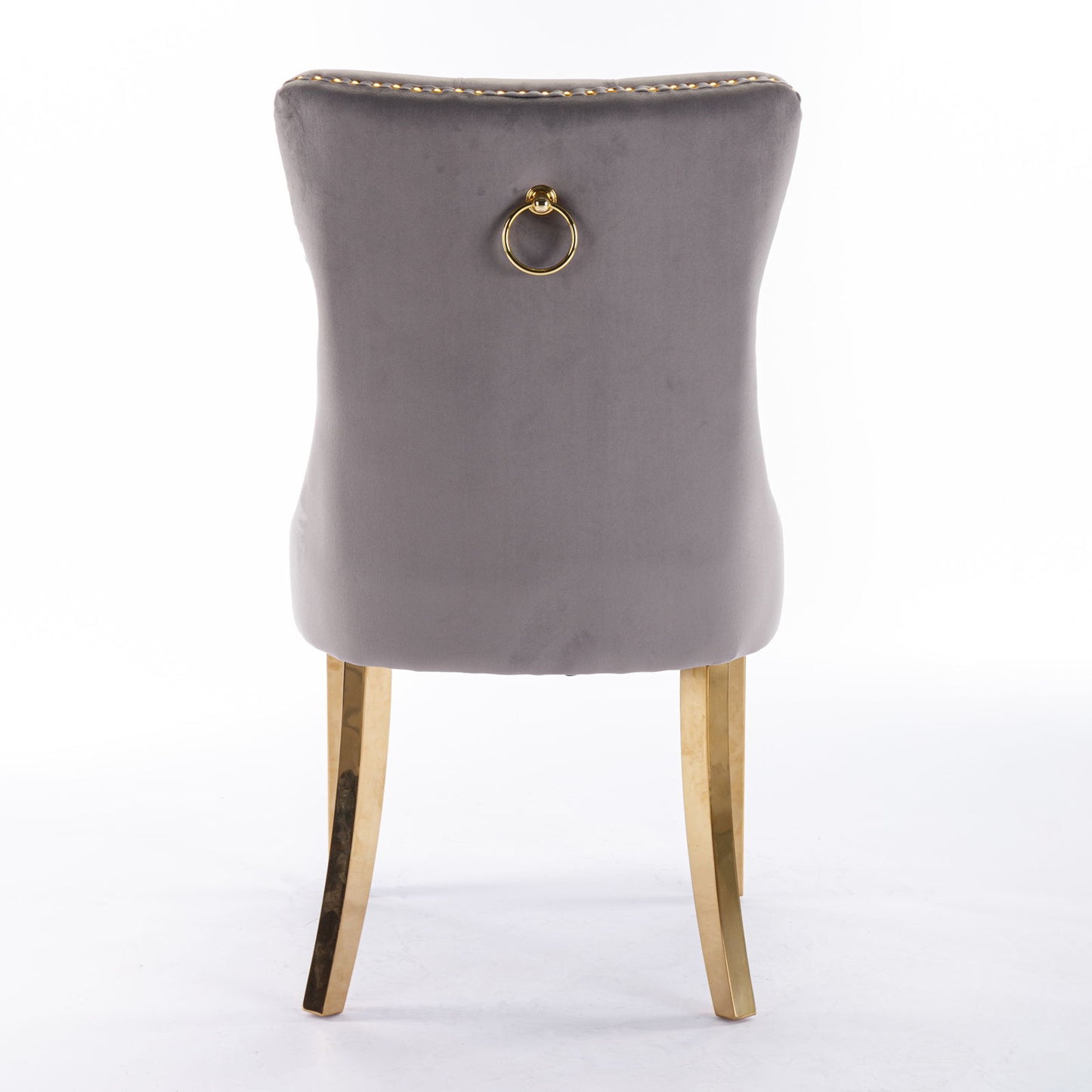 Nikki - Modern, High-End Tufted Solid Wood Contemporary Velvet Upholstered Dining Chair With Golden Stainless Steel Plating Legs, Nailhead Trim (Set of 2) - Gray / Gold