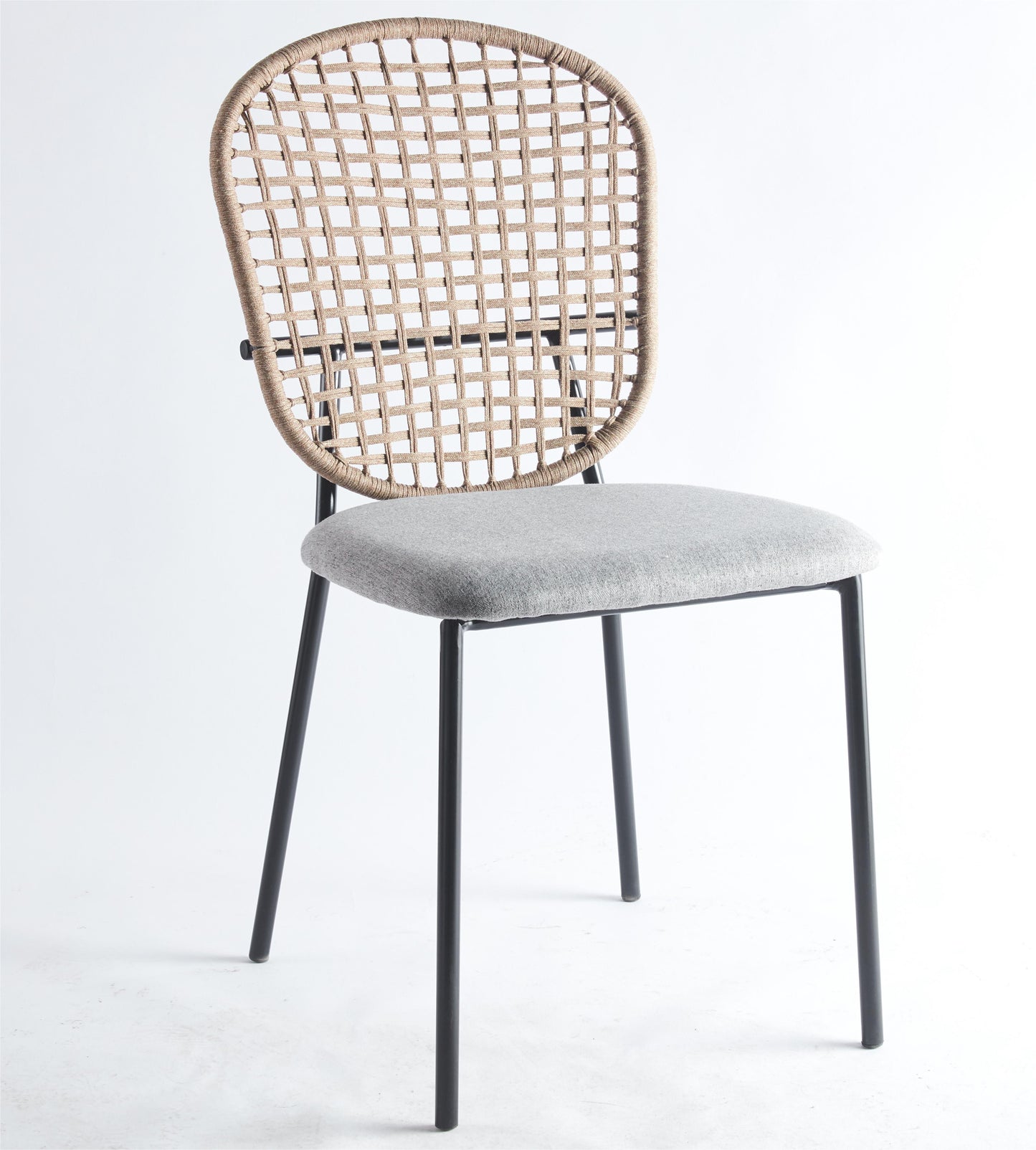 Sennit Chair, Dining Chair, Coffee Chair (Set of 4) - Black / Gray