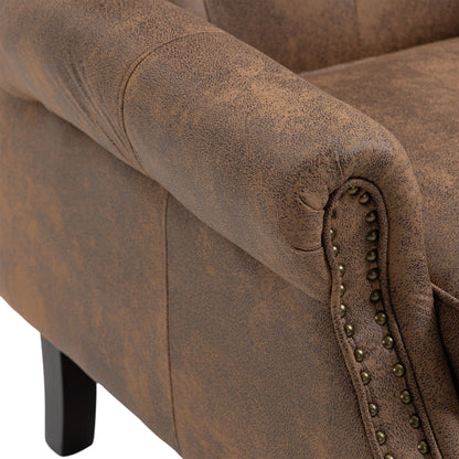 Modern Wood Frame Armchair With Sturdy Wood Legs And Microsuede Upholstery For Living Room