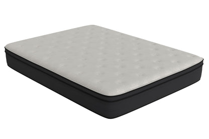 12" California King Euro Top Hybrid Memory Foam Mattress - White / Black