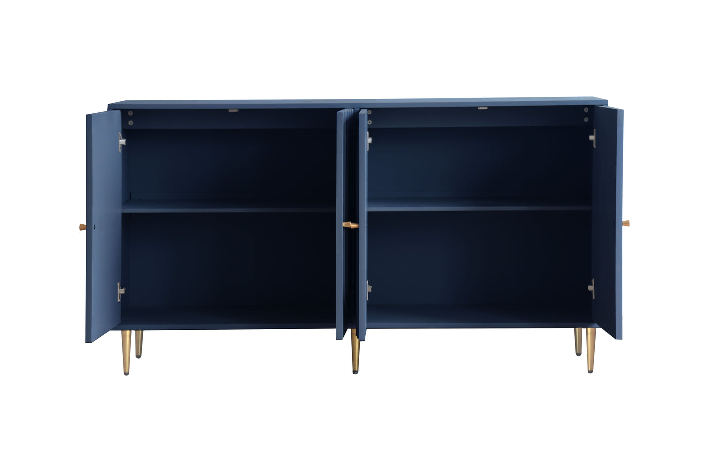 Modern Lacquered 4 Door Wooden Cabinet Sideboard Buffet Server Cabinet Storage Cabinet, For Living Room, Entryway, Hallway, Office, Kitchen And Dining Room - Blue