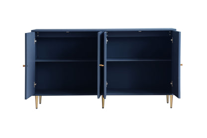 Modern Lacquered 4 Door Wooden Cabinet Sideboard Buffet Server Cabinet Storage Cabinet, For Living Room, Entryway, Hallway, Office, Kitchen And Dining Room - Blue