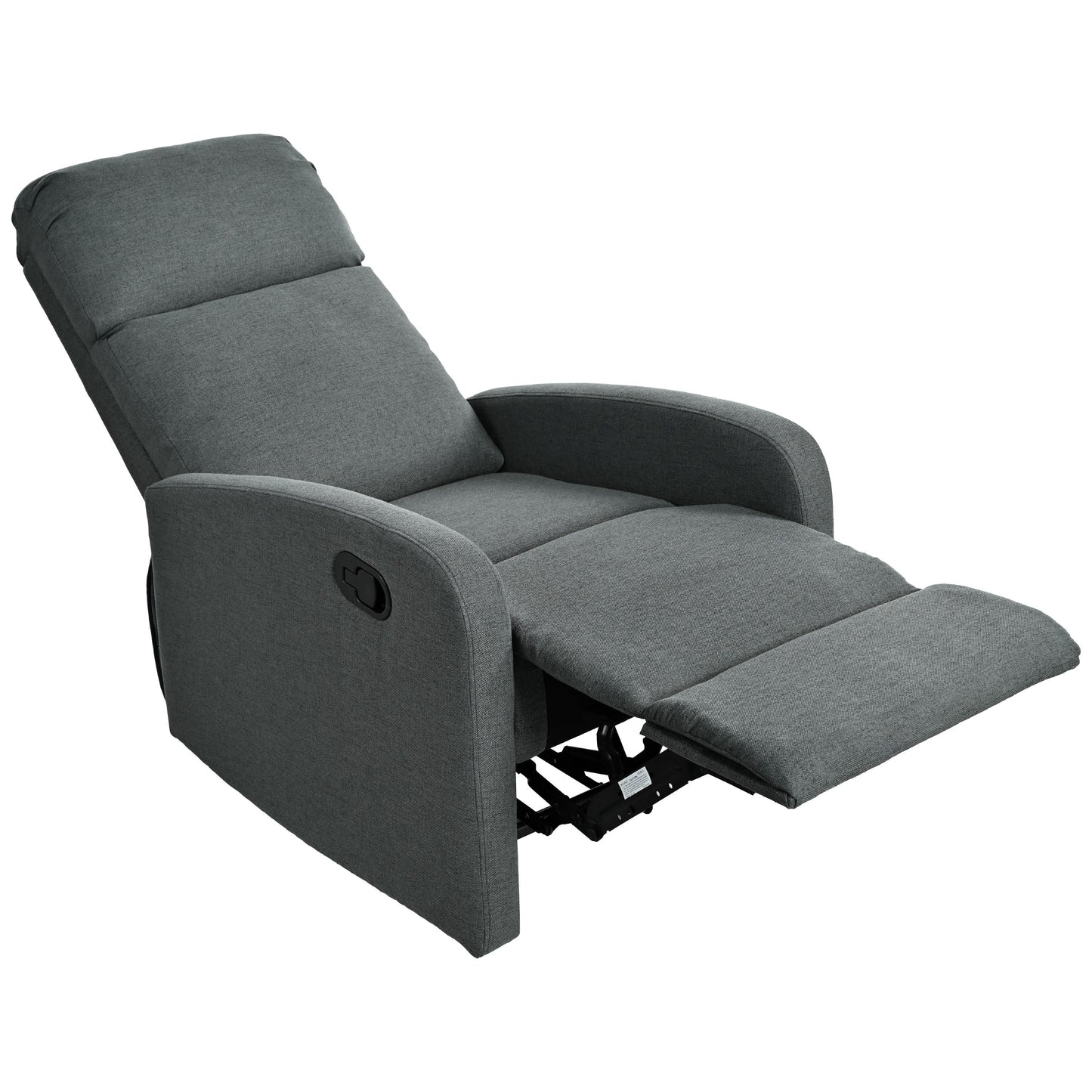 Modern Manual Recliner, Home Theater Chair With Adjustable Backrest For Living Room - Charcoal
