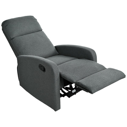 Modern Manual Recliner, Home Theater Chair With Adjustable Backrest For Living Room - Charcoal