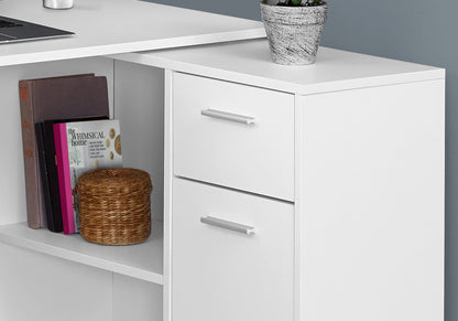 Computer Desk, Home Office, Corner, Storage Drawers, L Shape, Laptop, Contemporary & Modern - White