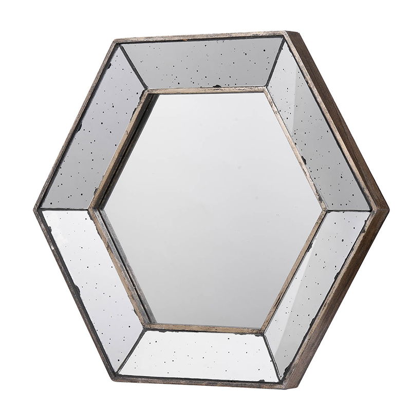 Hexagon Wall Mirror With Traditional, Home Decor Accent Mirror For Living Room, Entryway, Bedroom - Silver