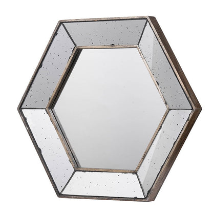 Hexagon Wall Mirror With Traditional, Home Decor Accent Mirror For Living Room, Entryway, Bedroom - Silver