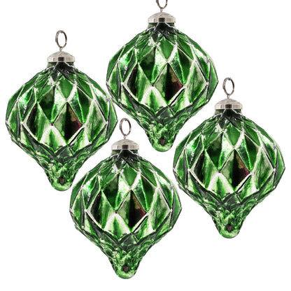 Christmas Ball Ornaments, Glass Decorative Hanging Ball Christmas Tree Ornaments For Holiday Decorations (Set of 4) - Green