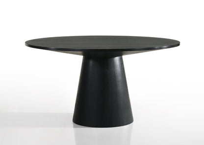 Jasper - 5 Piece Wide Contemporary Round Dining Table With Black Finish Chairs (Set of 5) - Ebony Black