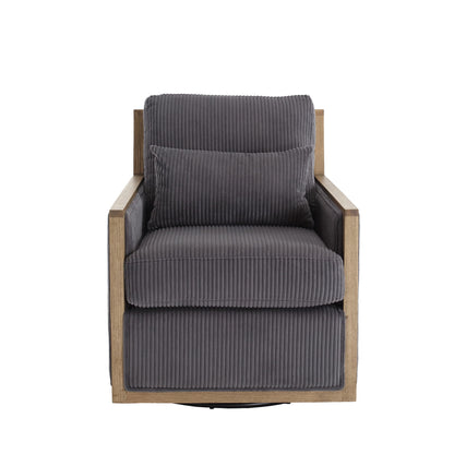 Swivel Barrel Chair, Comfy Accent Sofa Chair With 360 Degree Rotation And Hardwood Frame - Dark Gray
