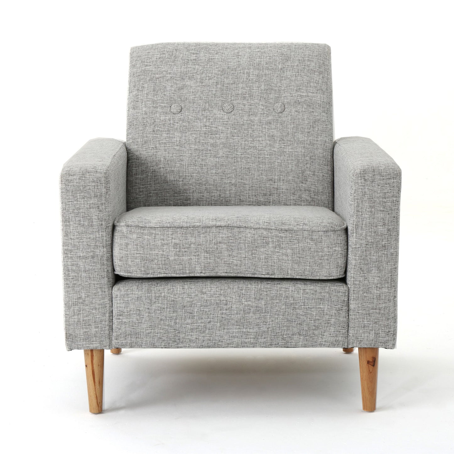 Nebulize - Upholstered Fabric Club Chair With Button Tufted And Square-Off Arm And Back - Light Gray