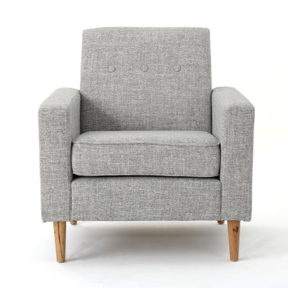 Nebulize - Upholstered Fabric Club Chair With Button Tufted And Square-Off Arm And Back - Light Gray