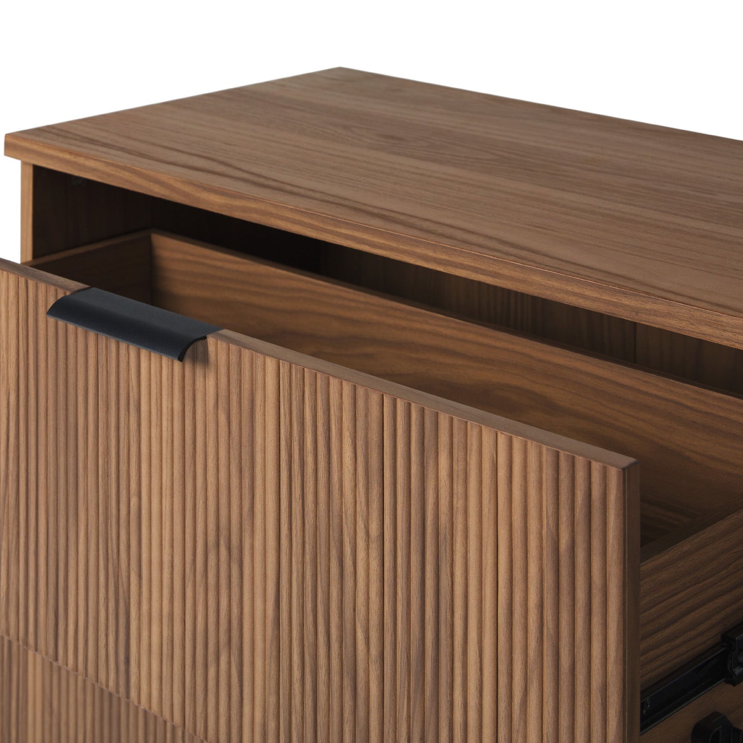 Mid-Century 3 Drawer Chest With Reeded Drawer Fronts - Mocha