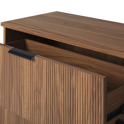 Mid-Century 3 Drawer Chest With Reeded Drawer Fronts - Mocha