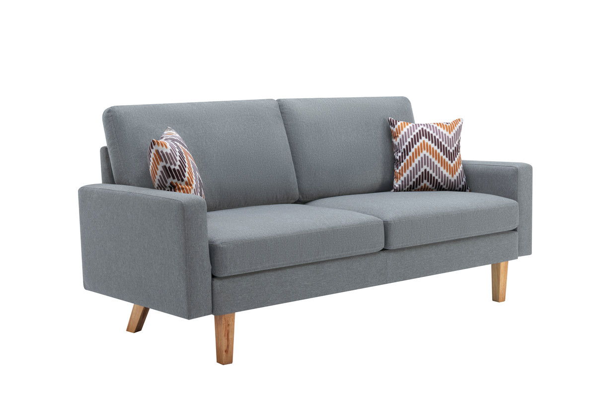 Bahamas - Sofa And 2 Chairs With 2 Throw Pillows - Gray
