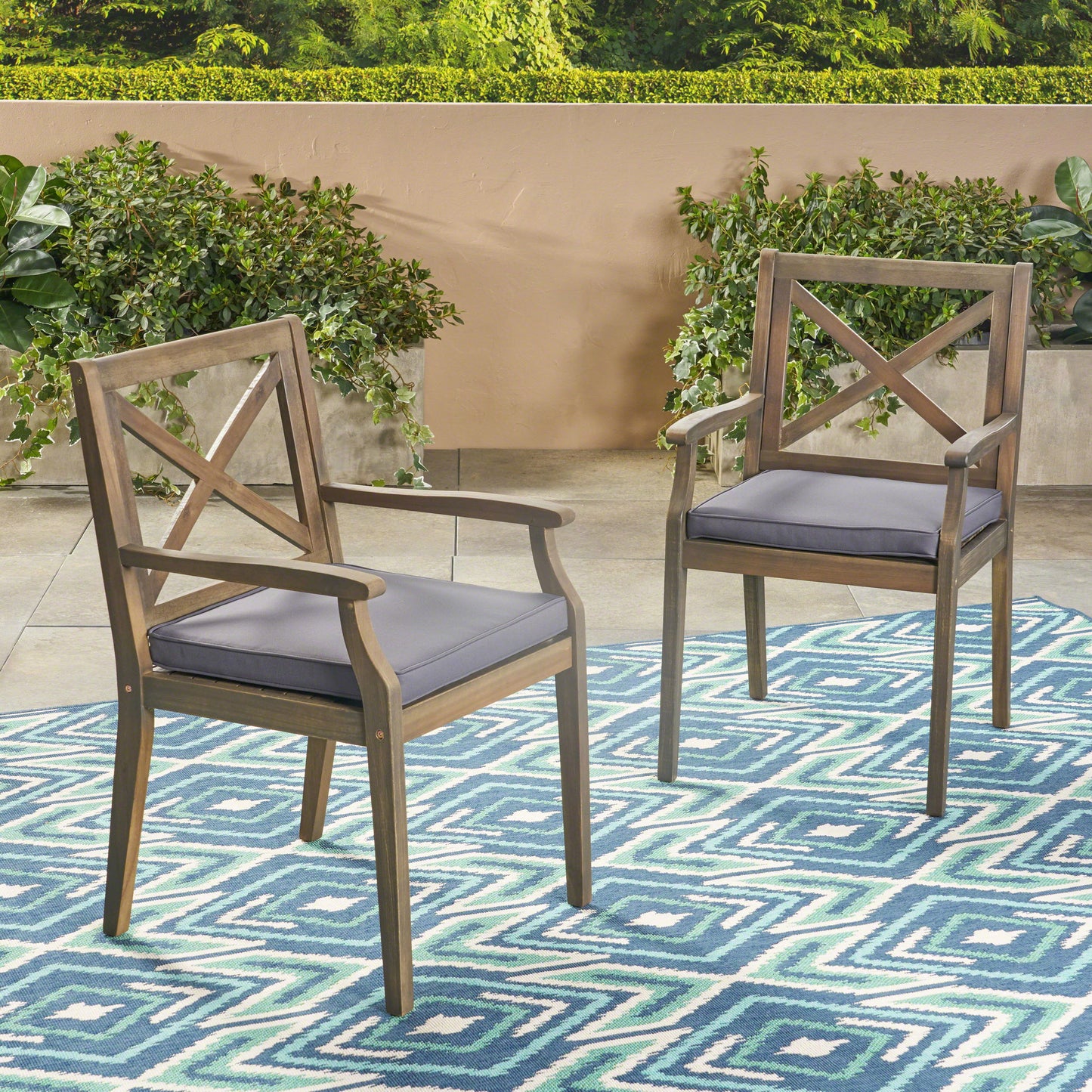 Perla - Dining Chair Set With Cushions 2 Piece - Dark Gray
