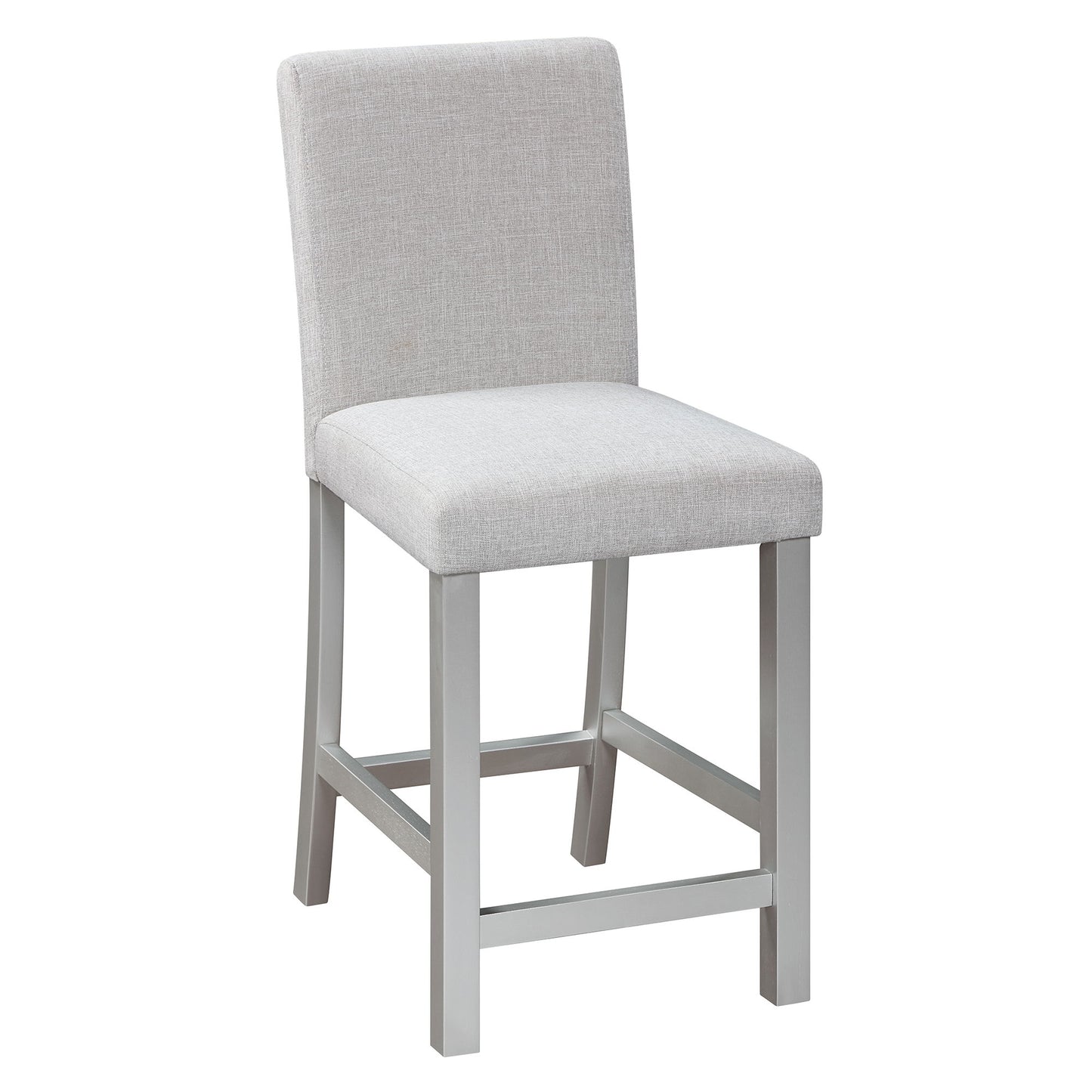 5 Piece Counter Height Table Set, Wooden Kitchen Table Set With Square Table And 4 Upholstered Chairs, Counter Height Dining Table With Crystal Decoration And Chair Set - Silver Gray