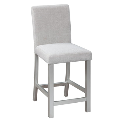 5 Piece Counter Height Table Set, Wooden Kitchen Table Set With Square Table And 4 Upholstered Chairs, Counter Height Dining Table With Crystal Decoration And Chair Set - Silver Gray