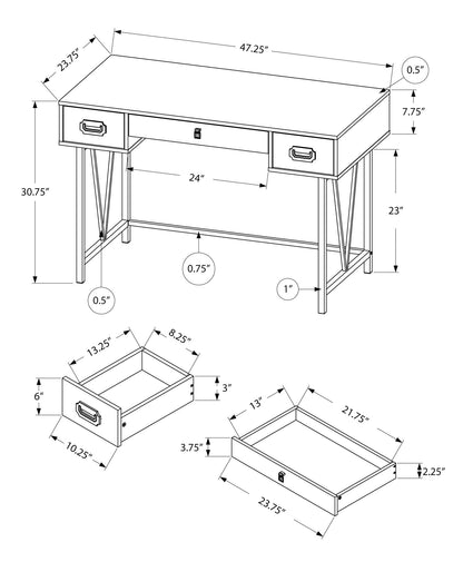 Computer Desk For Home Office, Laptop, Storage Drawers, Transitional - Gray