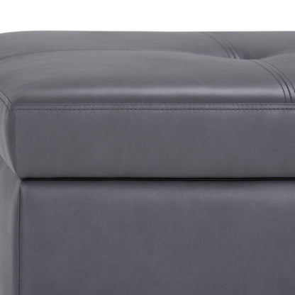 Oregon - Storage Ottoman Bench With Tray - Stone Gray
