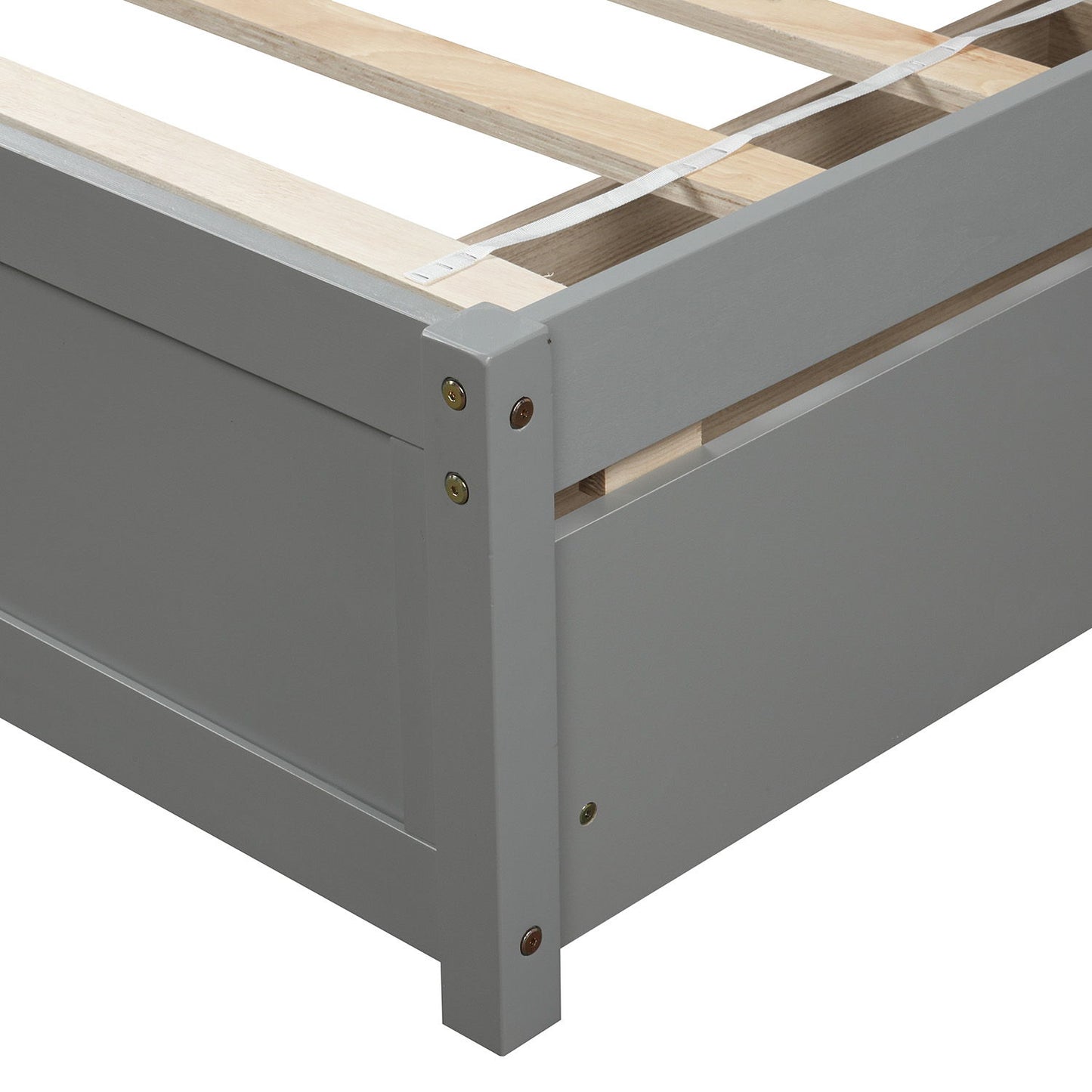 Twin Platform Storage Bed Frame With Two Drawers And Headboard - Gray