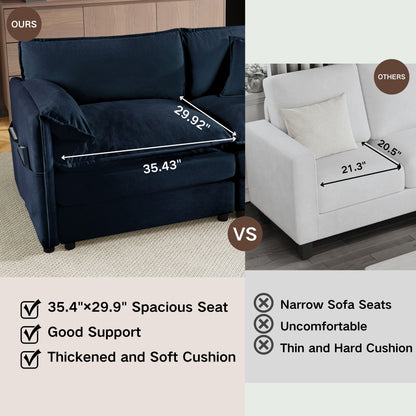 Oversized Recliner Chair With Movable Ottoman, Soft Chenille Upholstered Indoor Lounge Chair, Diy Combination - Blue