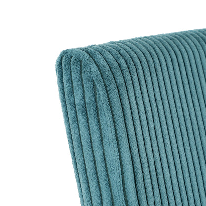 Modern Upholstered Dining Chair Set With Black Metal Legs (Set of 2) - Turquoise