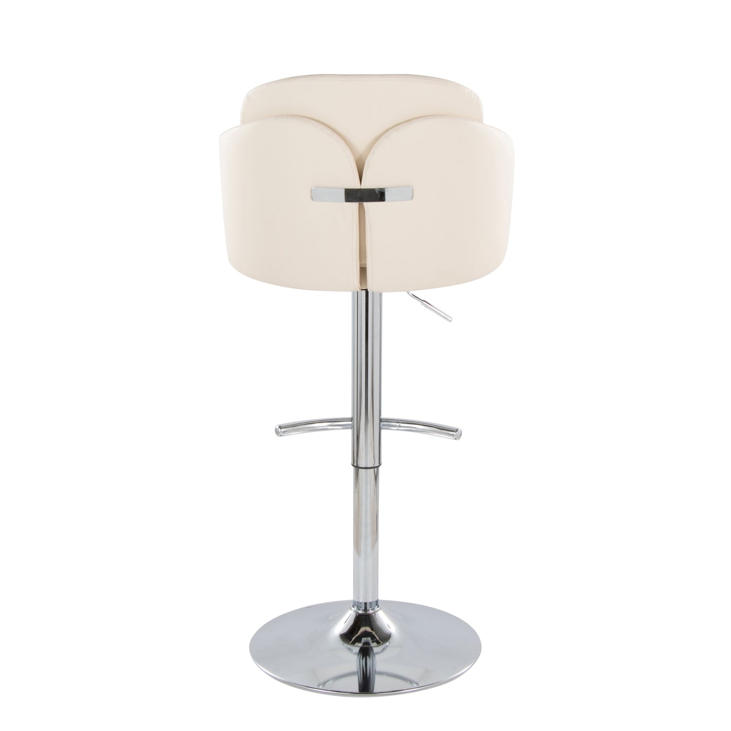 Dahlia - Contemporary Adjustable Barstool With Swivel With Rounded T Footrest (Set of 2) - Chrome / Cream