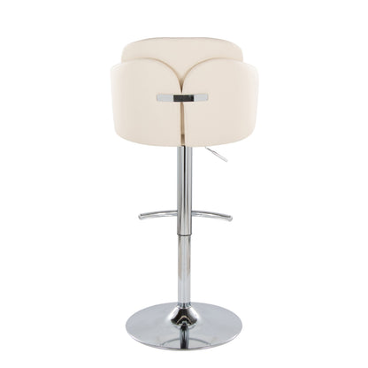 Dahlia - Contemporary Adjustable Barstool With Swivel With Rounded T Footrest (Set of 2) - Chrome / Cream