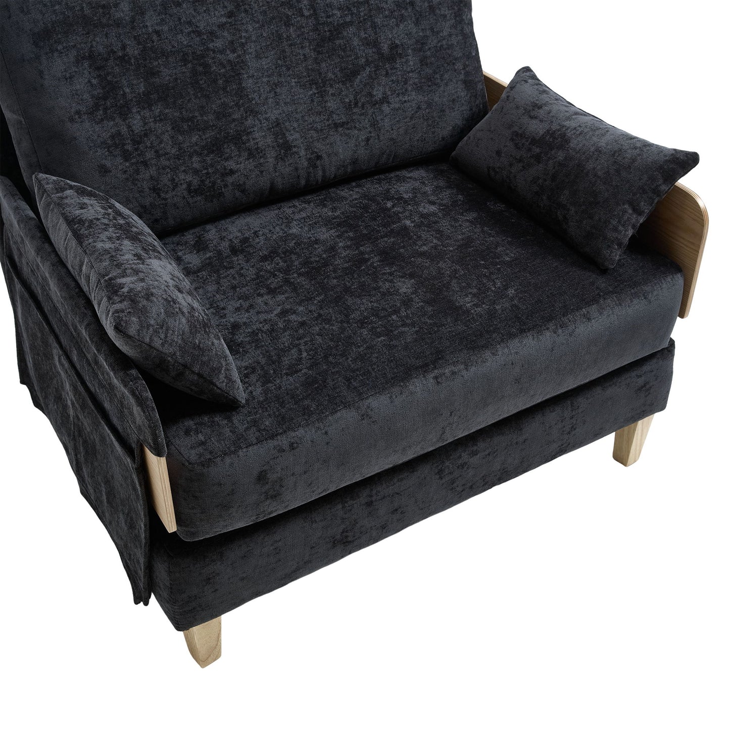 Mid Century Modern Foldable Sofa Bed Recliner, 3 - 1 Convertible Sleeper With 3 Pillows For Small Spaces - Black