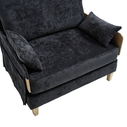 Mid Century Modern Foldable Sofa Bed Recliner, 3 - 1 Convertible Sleeper With 3 Pillows For Small Spaces - Black