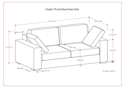 Charlie - Deep Seater Sofa - Dark Gray